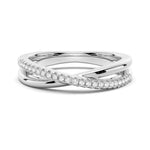 18K Solid Gold Natural Diamond Round Cut Twisted Infinity Half Eternity Band