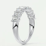 18k Solid Gold Emerald Cut Lab Grown Diamond Wedding Band - Half Eternity Matching Band - Close Up | Riyanika Jewels
