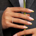 18K Solid Gold Natural Diamond Floating Eternity Band – Sparkling Single Prong Wedding Ring - Side View | Riyanika Jewels