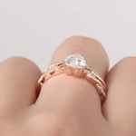 18K Solid Gold 3 CT Natural Diamond Heart Cut Twisted Shank Bridal Ring Set - View 7