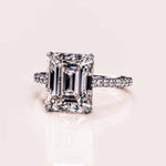 18k Solid Gold 2.50 CT Emerald Cut Lab Grown Diamond Halo Style Engagement Ring - Close Up