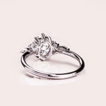 18K Solid Gold 2.32 CT Lab Grown Diamond Oval Cut Vintage Cluster Engagement Ring - Side View