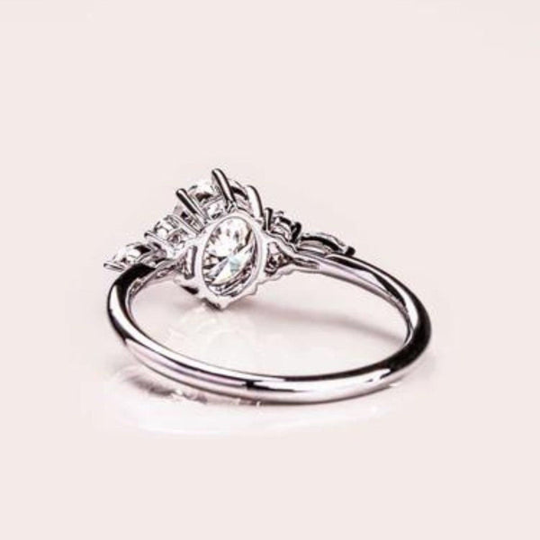 14K 2.5ct Natural Diamond Round Cut Side Stone Engagement Ring