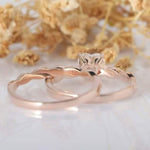 18K Solid Gold 3 CT Natural Diamond Heart Cut Twisted Shank Bridal Ring Set - View 6