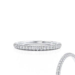 18K Solid Gold Natural Diamond Three Row Micro Pave Wedding Band - Side View | Riyanika Jewels