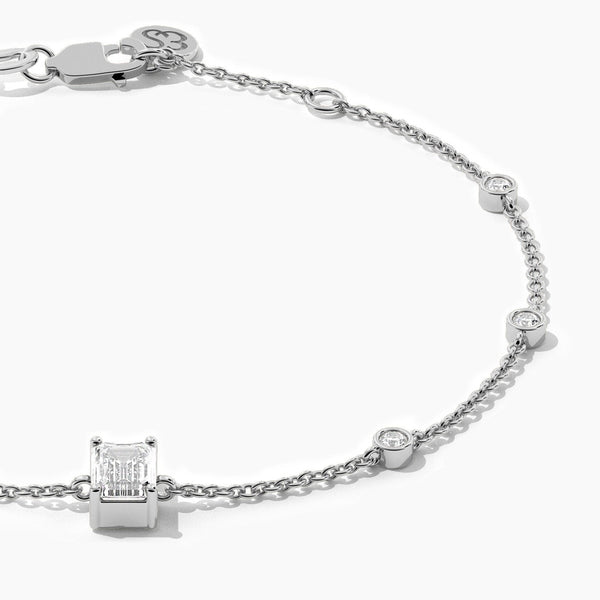 14K Natural Diamond Emerald Cut Bracelet