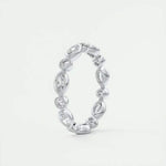 18K Solid Gold Natural Diamond Marquise & Round Cut Bezel Set Eternity Band - Close Up