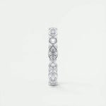 18K Solid Gold Natural Diamond Marquise & Round Cut Bezel Set Eternity Band - Side View