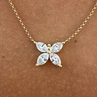 14K Natural Diamond Round Cut Pendant Necklace