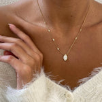 18K Solid Gold Round & Marquise Lab Grown Diamond Cluster Pendant Necklace - View 8 | Riyanika Jewels