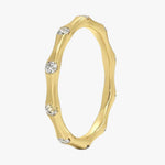 18K Solid Gold Lab Grown Diamond Flush Set Bamboo Eternity Ring - Side View | Riyanika Jewels