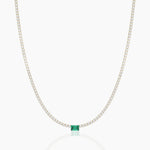 14K Solid Gold Flexible Emerald Lab Grown Diamond Tennis Choker Necklace