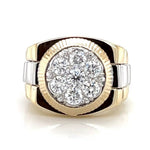 18K Solid Gold 1.50 CTW Natural Diamond Men’s Cluster Ring
