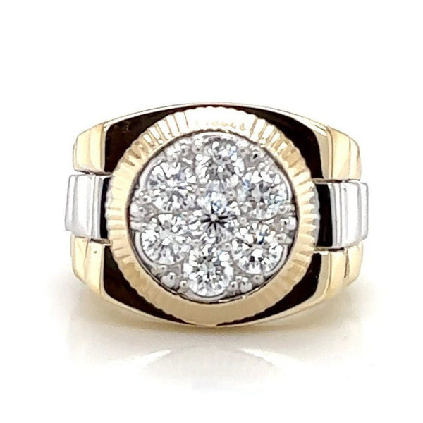 18K Solid Gold 1.50 CTW Natural Diamond Men’s Cluster Ring
