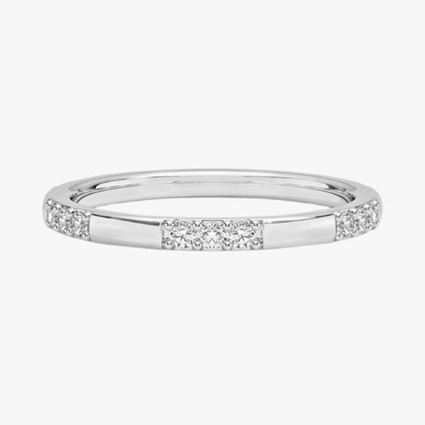 18K Solid Gold 0.30 CT Natural Diamond Round Cut Prong Set Wedding Band