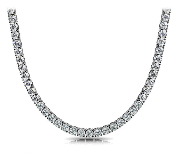 18K Solid Gold Natural Diamond Tennis Necklace - Side View | Riyanika Jewels