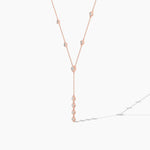 18k Solid Gold Lab Grown Diamond Princess Cut Lariat Station Necklace | Statement Necklace - Detail