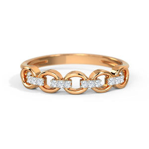 18K Solid Gold 0.18 CT Natural Diamond Chain Link Engagement Ring