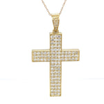 18K Solid Gold 1.75 CTW Natural Diamond Cross Pendant
