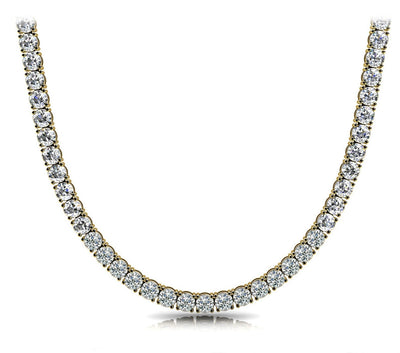 14K Solid Gold Natural Diamond Tennis Necklace