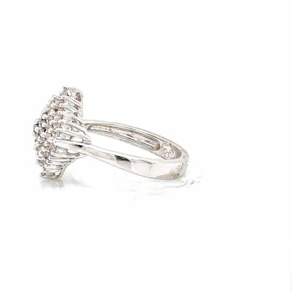 18K White Gold 0.48 CTW Lab Grown Diamond Geometric Cluster Ring - Side View | Riyanika Jewels
