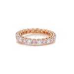 18K Solid Gold Natural Diamond Eternity Band – Pink & White Round Diamonds - Side View | Riyanika Jewels