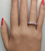 18K Solid Gold Pink Oval Sapphire & Lab Grown Diamond 1.97 Carat Wedding Band - Alternate Angle