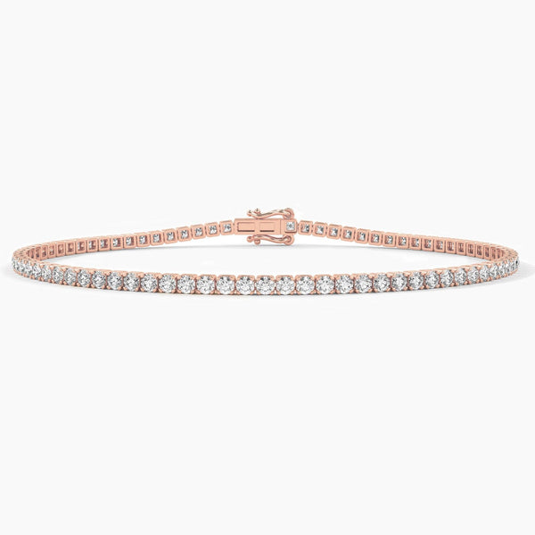 18K Solid Gold Natural Diamond Tennis Bracelet – 2.00mm Dainty & Stackable for Women - Side View | Riyanika Jewels