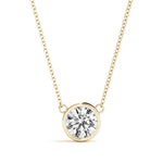 18K Solid Gold 1.00 CTW Natural Diamond Bezel-Set Solitaire Pendant