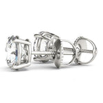 18K Solid Gold 1.00 CTW Lab Grown Diamond Solitaire Stud Earrings – April Birthstone - Detail
