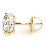 18K Solid Gold 1 CTW Lab Grown Diamond Solitaire Stud Earrings - Alternate Angle | Riyanika Jewels