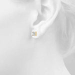 14K Natural Diamond Princess Cut Stud Earrings
