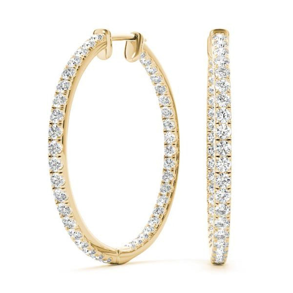 8K Solid Gold 0.60 CTW Natural Diamond Inside-Out Hoop Earrings | Pavé Set