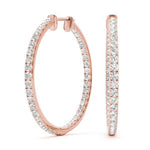 14K 0.6ct Natural Diamond Pave Hoop Earrings