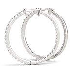 8K Solid Gold 0.60 CTW Lab Grown Diamond Inside-Out Hoop Earrings | Pavé Set - Detail | Riyanika Jewels