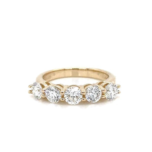 18K Solid Gold 1.00 CTW Five-Stone Natural Diamond Eternity Ring