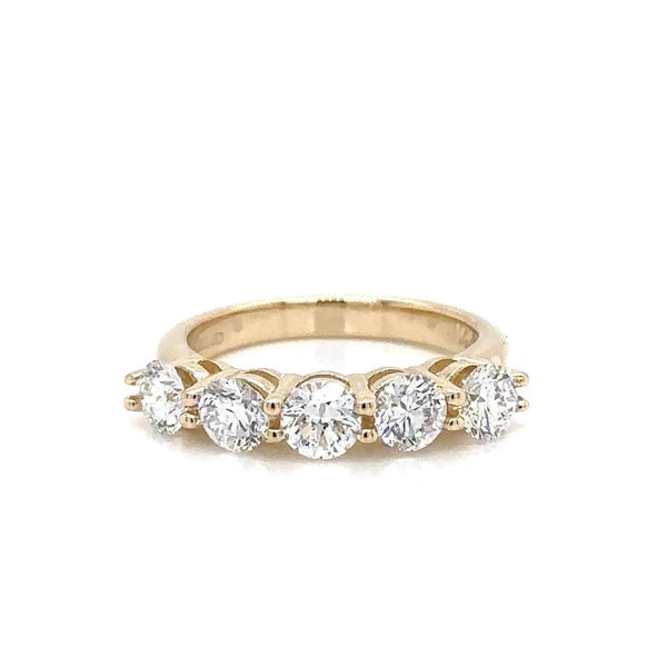 18K Solid Gold 1.00 CTW Five-Stone Natural Diamond Eternity Ring