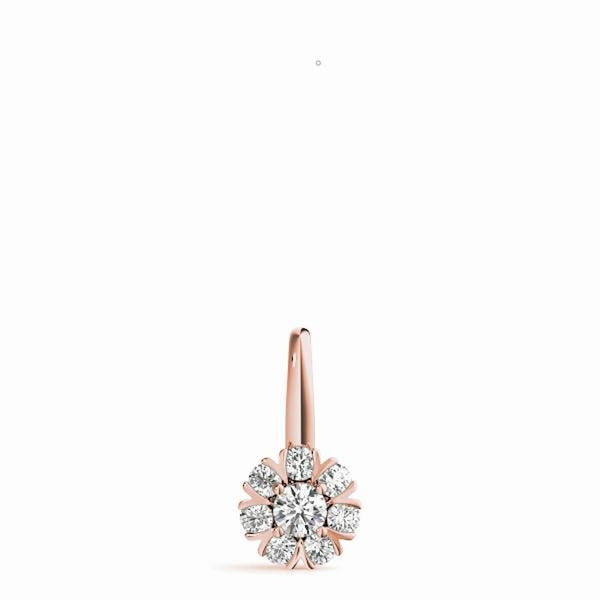 18K Solid Gold 0.40 CTW Lab Grown Diamond Fleur de Diamant Bloom Pendant - Side View | Riyanika Jewels