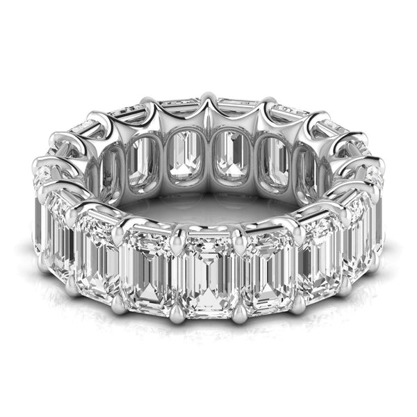 18K Solid Gold 2ct Emerald Cut Natural Diamond Eternity Band – Wedding Ring - Side View | Riyanika Jewels