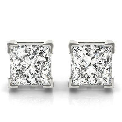 14K Lab Grown Diamond Princess Cut Stud Earrings