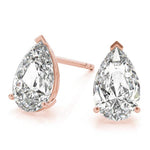 18K Solid Gold 1.50 CTW Lab Grown Diamond Pear Cut Stud Earrings - Alternate Angle | Riyanika Jewels