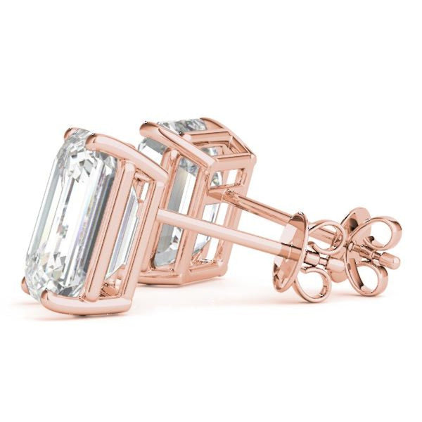 14K 1ct Lab Grown Diamond Emerald Cut Stud Earrings