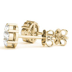 18K Solid Gold 1.90 CTW Lab Grown Diamond Floral Cluster Stud Earrings - Side View | Riyanika Jewels