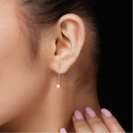 14K Solid Gold Lab Grown Diamond Dangle Drop Earrings