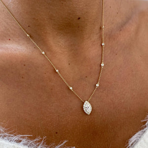 18K Solid Gold Marquise Lab Grown Diamond Round Cluster Pendant Necklace | Riyanika Jewels