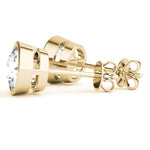18K Solid Gold Lab Grown Diamond Bezel Set Round Stud Earrings - View 6 | Riyanika Jewels
