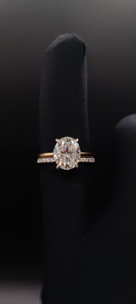 18K Solid Gold 3 CT Natural Diamond Oval Cut Hidden Halo Bridal Engagement Ring - Close Up