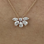 18K Solid Gold Round Marquise And Pear Lab Grown Diamond Cluster Pendant Necklace - View 6 | Riyanika Jewels
