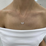 18K Solid Gold Round Marquise And Pear Lab Grown Diamond Cluster Pendant Necklace - View 7 | Riyanika Jewels
