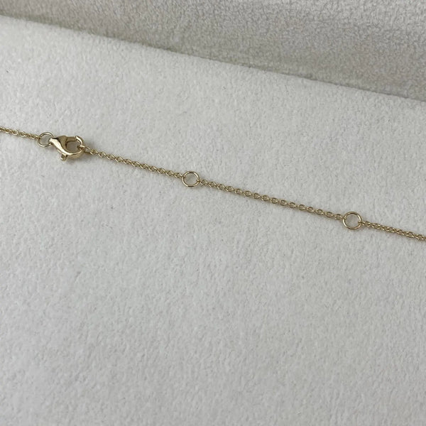 14K Solid Gold Emerald Diamond Prong Pendant Necklace
